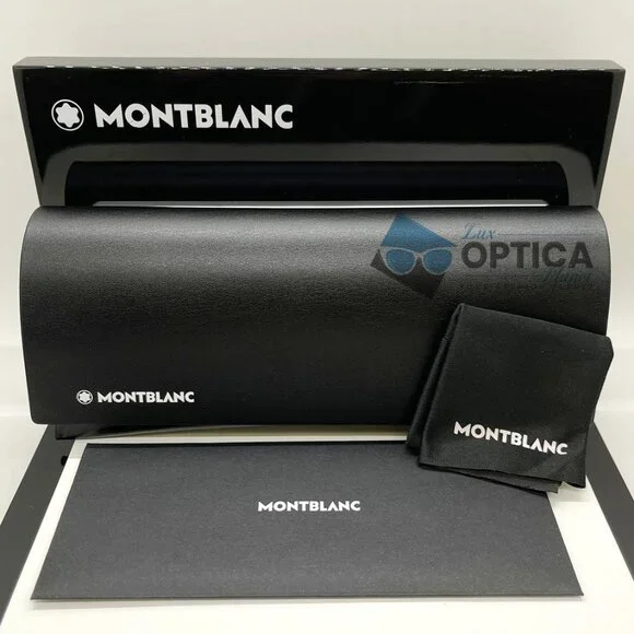 Mont Blanc MB0344S-001 Gold Black Grey Rimless Unisex Sunglasses New Authentic